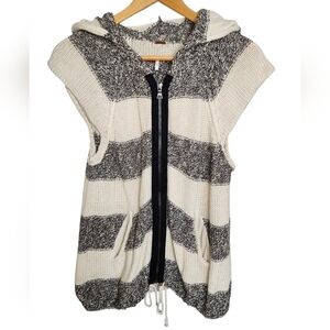 Free People Hooded Marled Knit Zip Vest – Small Petite – Boho Cabin Layer